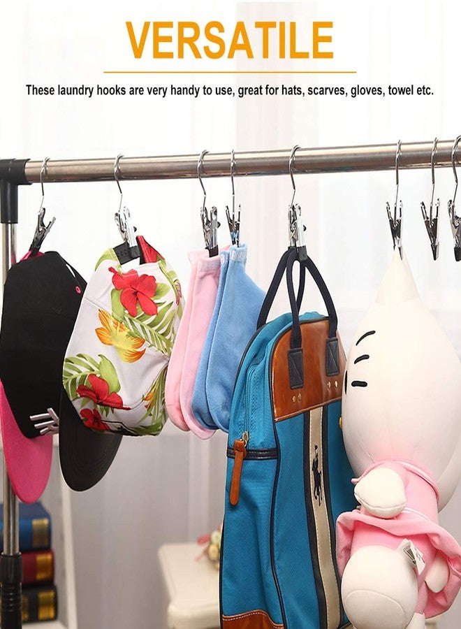 BUZIFU Pack of 20 Clip Hooks Boot Hanger Metal Non-Slip Clothes Hanger 360° Rotating Clips Trouser Laundry Hanging Hooks Pegs for Scarves, Hats - Image 4